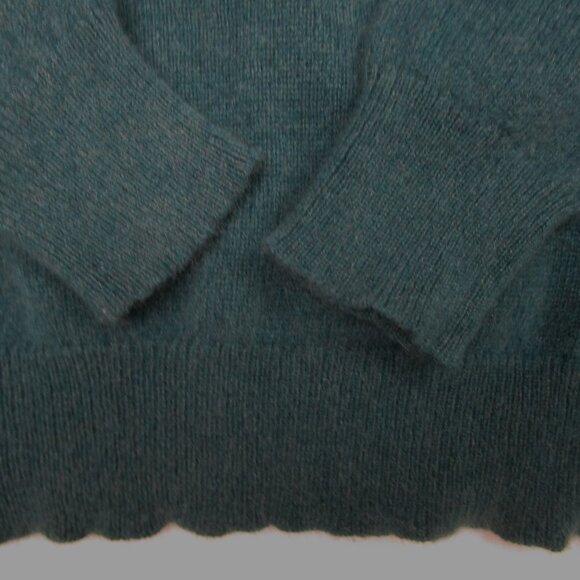Fuzzy CASHMERE Pullover Knit Sweater Crew Cuddly Dark Teal Blue - Picture 9 of 10
